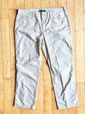 Ralph Lauren (Lauren Jeans Co.) Beige 100% Cotton Straight‑Leg Pants Size 14